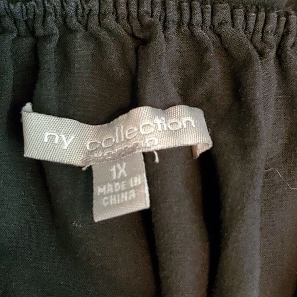 NY COLLECTION  BLOUSE COLOR BLACK SHORT SLEEVE 100% COTTON SIZE 1X - Picture 6 of 7